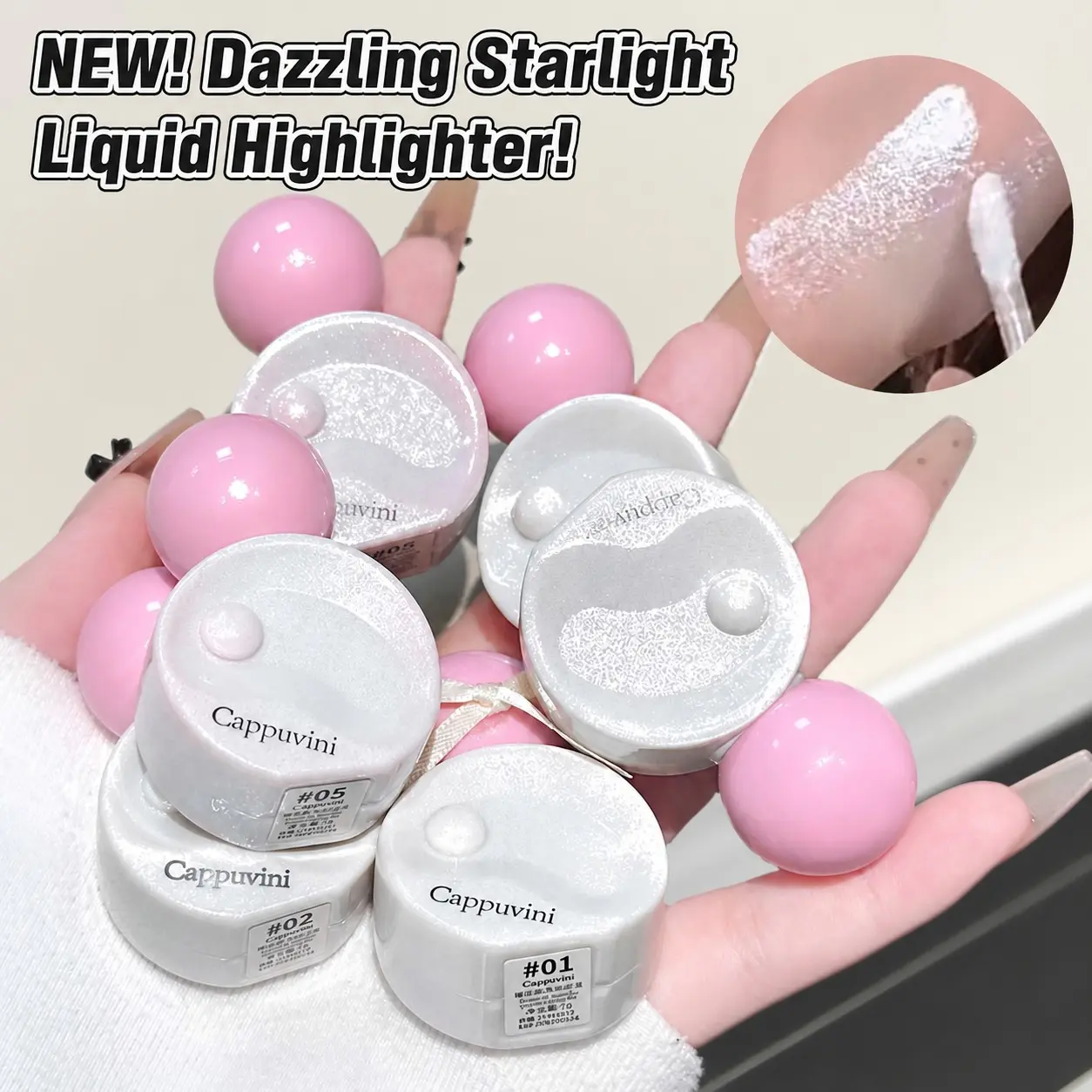 Shimmering Highlighter Liquid, Clear Water-Like Skin, Sparkling Eye Brightener, Enhances Eyelid and Under-Eye Area, Glittery Finish
