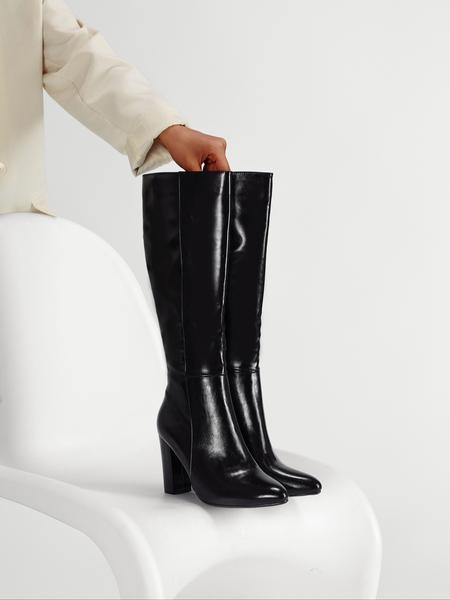 Women's Vintage Fashion Chunky Heel High Boots, Elegant Boots, Slimming Leg Design, Perfect for Work & Dates, Coats/dresses/skirts, Fall/winter Essential