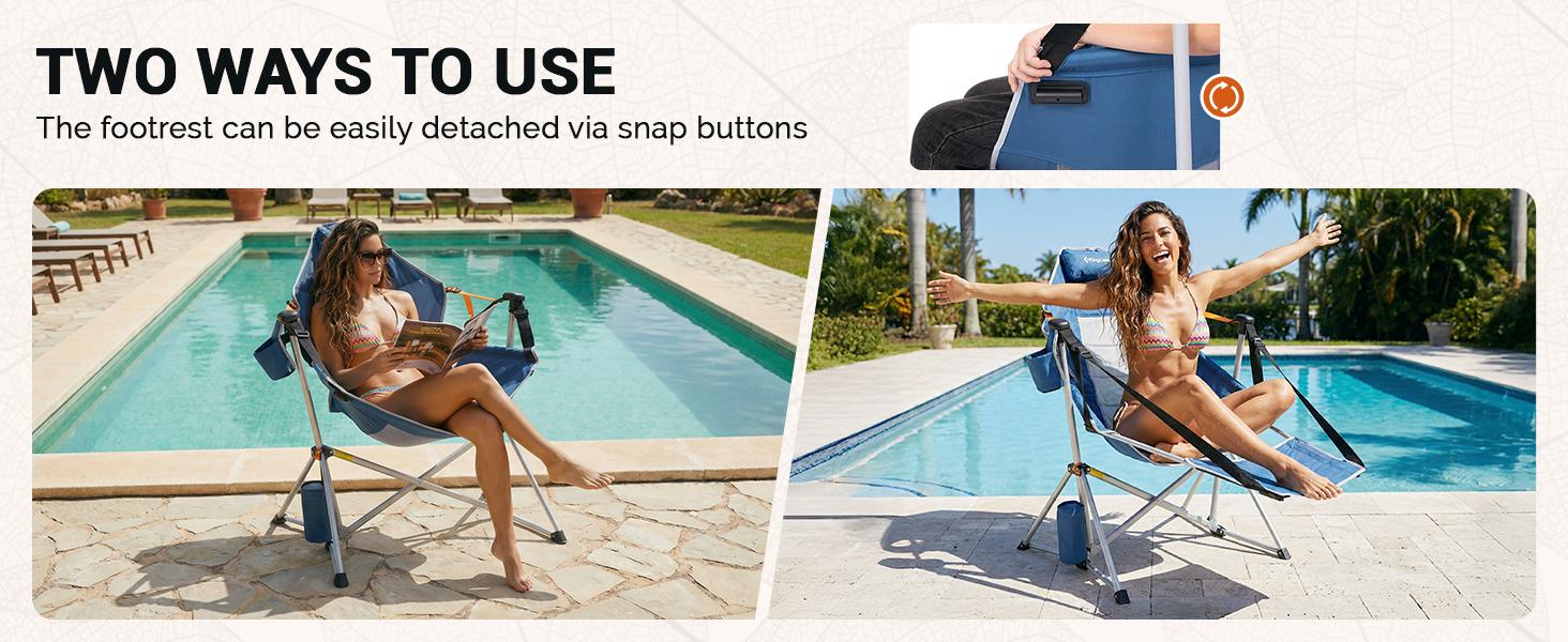 KingCamp Hammock Chair with Footrest – Heavy Duty Swinging Rocking Camping Chairs for Adults up to 400lbs, Folding Portable Oversized Rocker with Cup Holder & Pillow for Outdoor Beach Lawn RV Sports