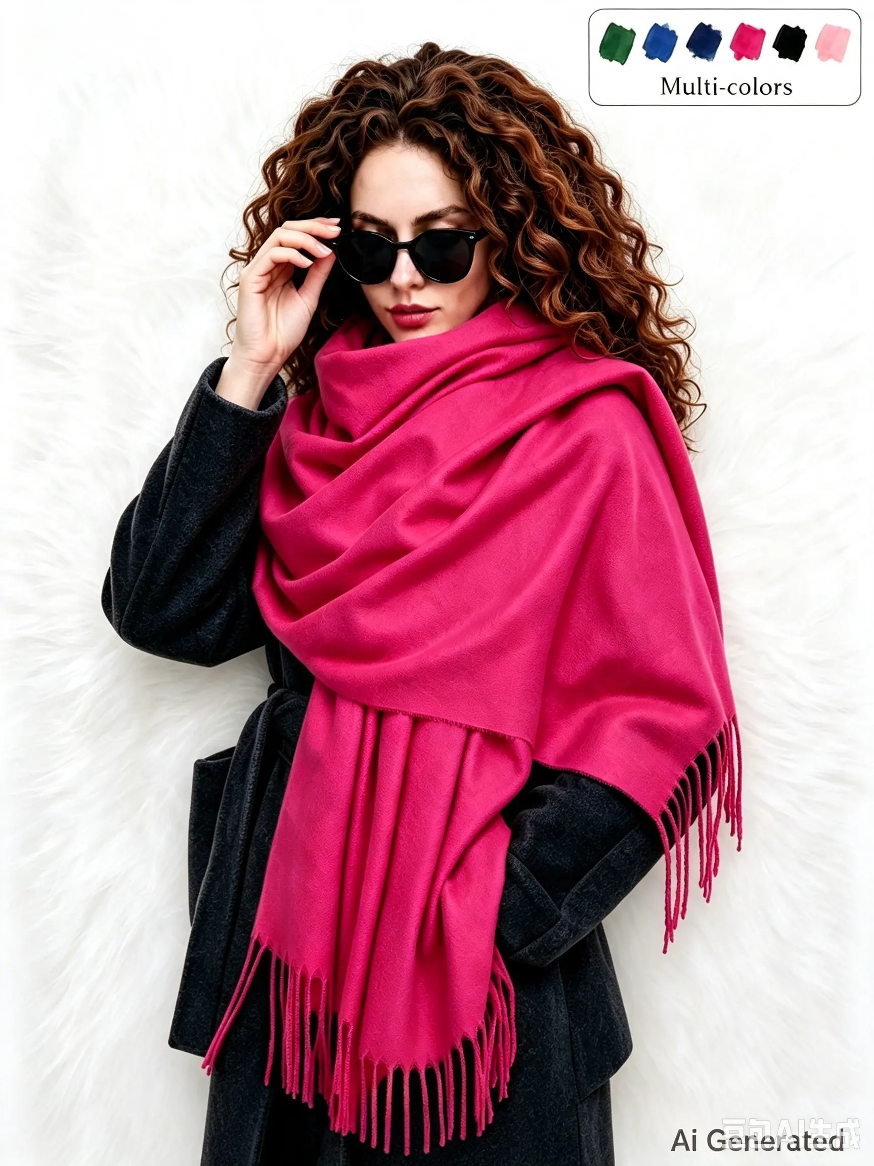 Extra Large Long Fake Cashmere Scarf, Warm Winter Shawl, Fringe Trimmed, Multiple Colors, Ideal for Cold Weather, Suitable for All Ages