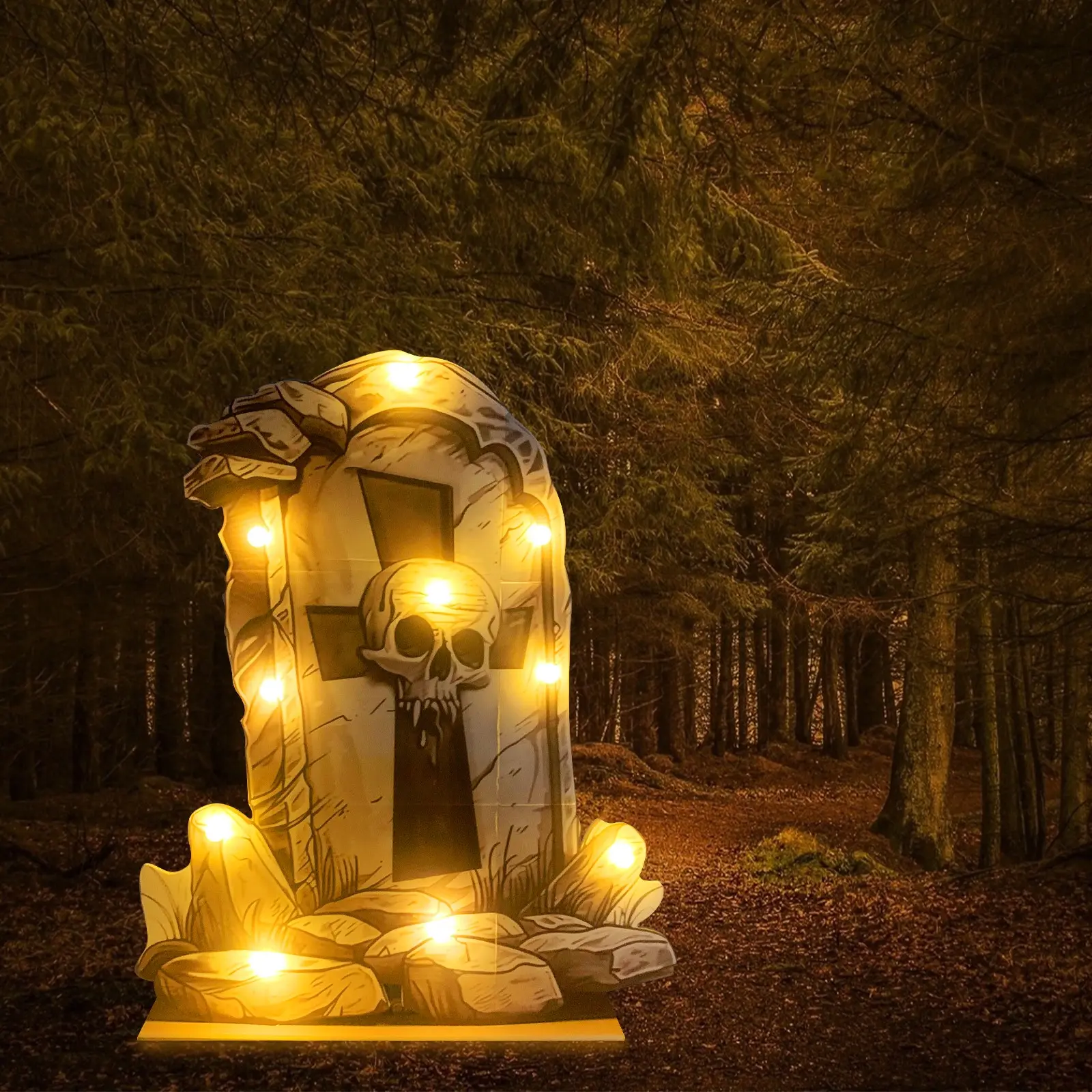 2.3Ft/27.6Inch/70cm Marquee Light Up Tombstone Mosaic Tombstone Frame Halloween Theme Party Decor Easy to Assemble Marquee Tombstone Halloween Tombstone Outdoor Home Yard Signs Halloween Party Decorations