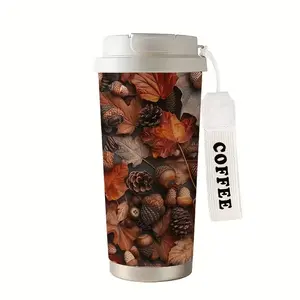 17.92oz Autumn Maple Leaf Insulated Cup, Thermal/cold Coffee Mug, Creative Design, Ideal for Home, Office, Travel, Birthday Gift, Outdoor Activities