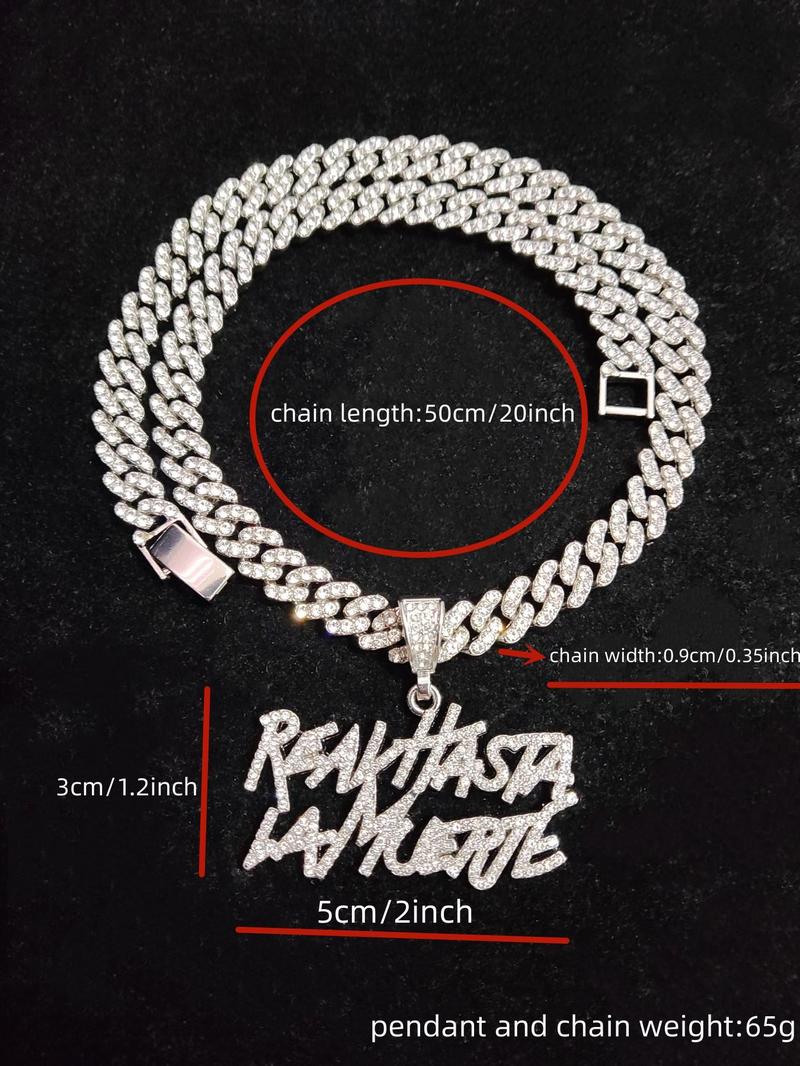 Fashion Letter Detail Pendant Cuba Necklace for Men & Women, Zinc Alloy Hip Hop Jewelry for Party, Club, Matching Punk Accessories As Gift for Women & Men