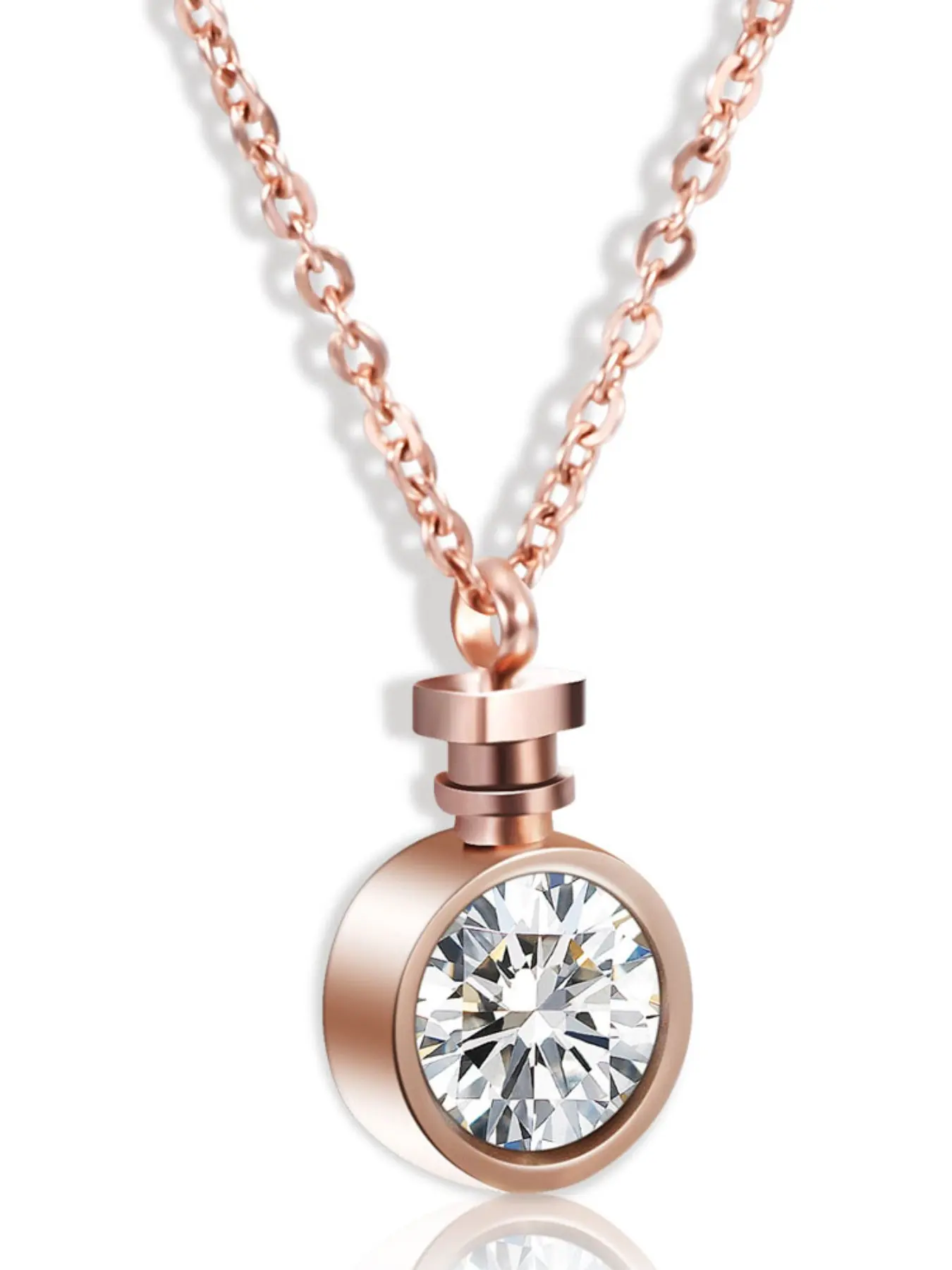Creative Fashion 10mm Diamond-Encrusted Perfume Bottle Necklace, Perfect Valentine's Day Gift, Elegant and Versatile Jewelry