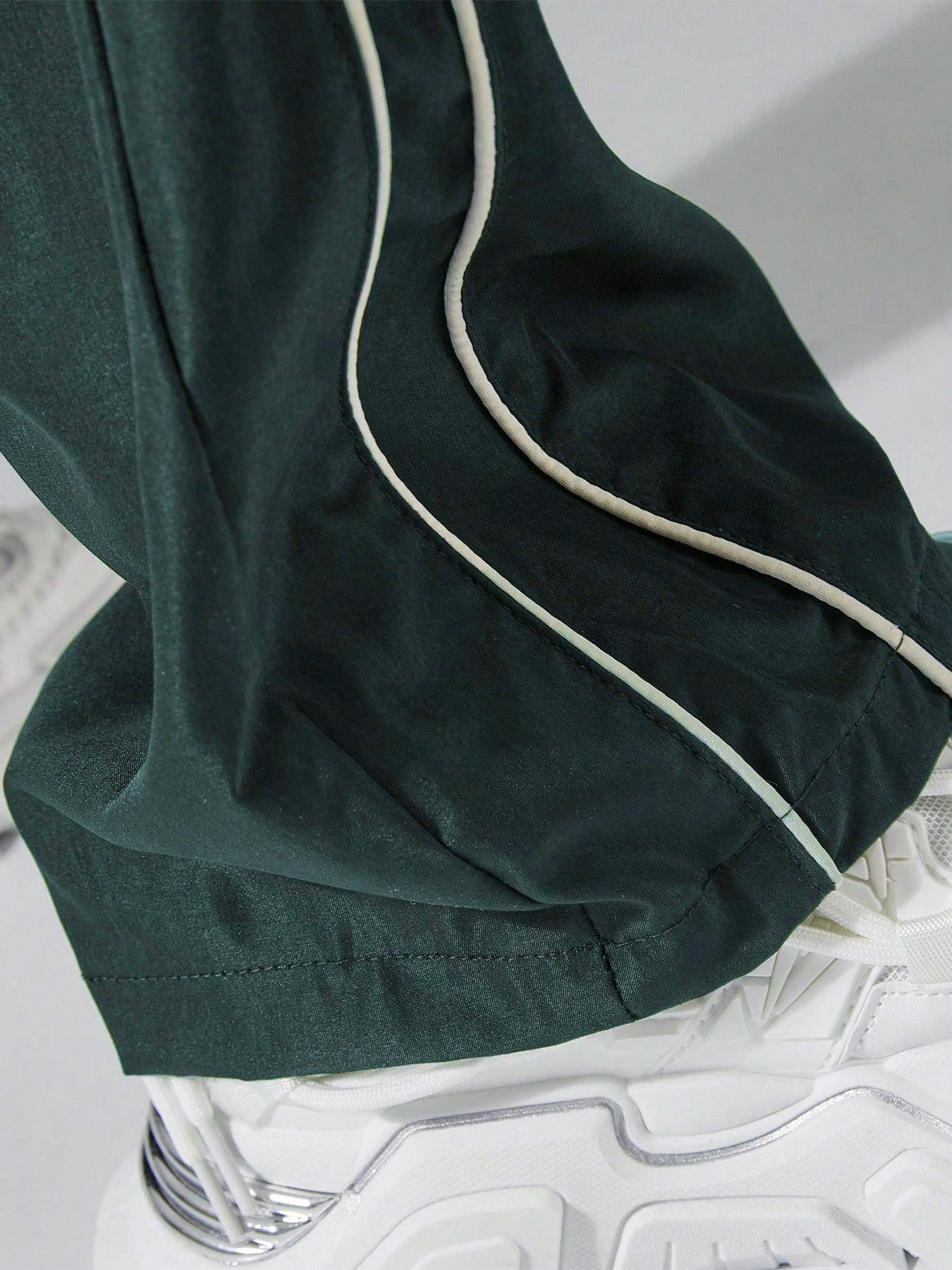 Men's Letter Print Drawstring Waist Athletic Pants, Casual Comfy Contrast Binding Pocket Straight Leg Trousers for Daily Wear, Unisex Workout Bottoms for All Seasons