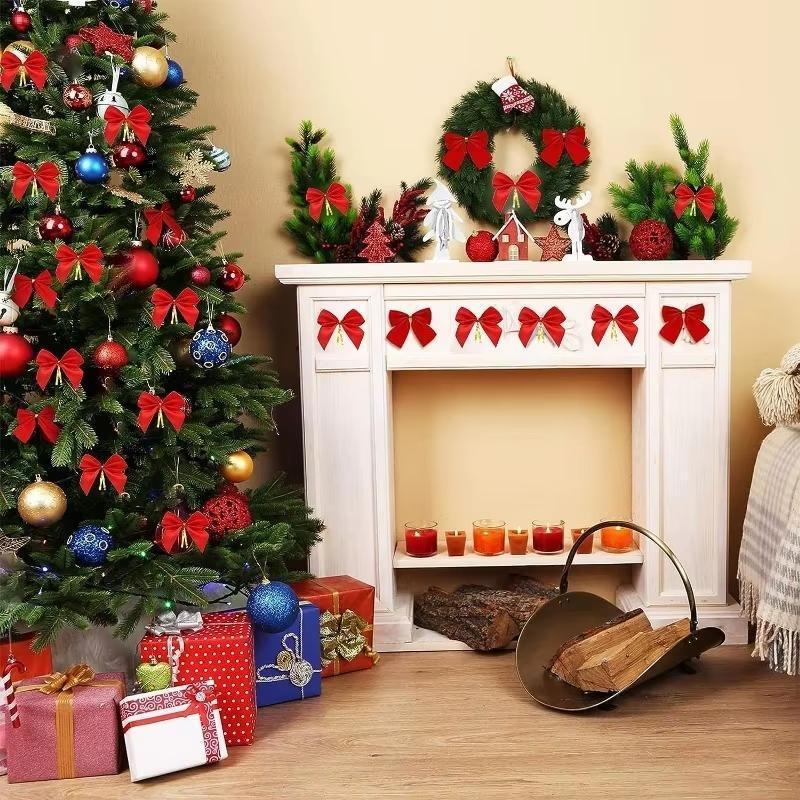 12/24/36pcs Small Christmas Bow Christmas Decoration 5.5cm For Home Gold Red Bowknot Xmas Tree Ornaments New Year 2026 Supplies