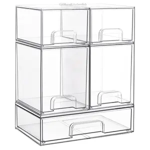 Stackable Storage Drawers Set of 5&8 Clear Plastic Organizer Bins for Nursery Bottle Station and Beauty Supplies Vanity Bathroom Cabinet Pantry Organization Flexible Design Safe C35WarmKitchenHub