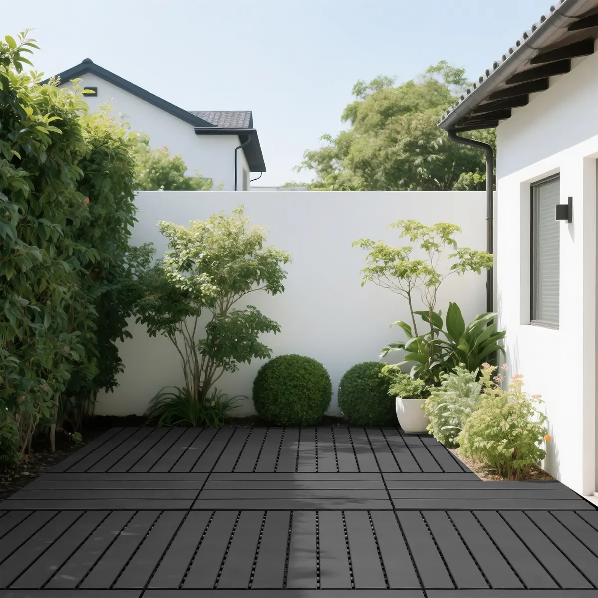 22 pieces of dark gray outdoor terrace deck tiles, DIY interlocking decking floor tiles, easy to install patio tiles, suitable for indoor and outdoor balcony backyard poolside DARK GRAY