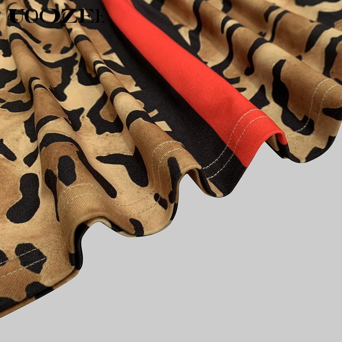 UOOZEE Women's New Fashion Retro Leopard Print Tight-fitting Skinny Contrast Turtleneck T-shirt Top Bottoming Shirt Red and Black Contrast Stripes Spring, Autumn(Sizing Runs Small - Check Size Guide or Order Larger) Casual Long Sleeve cute fall outfits