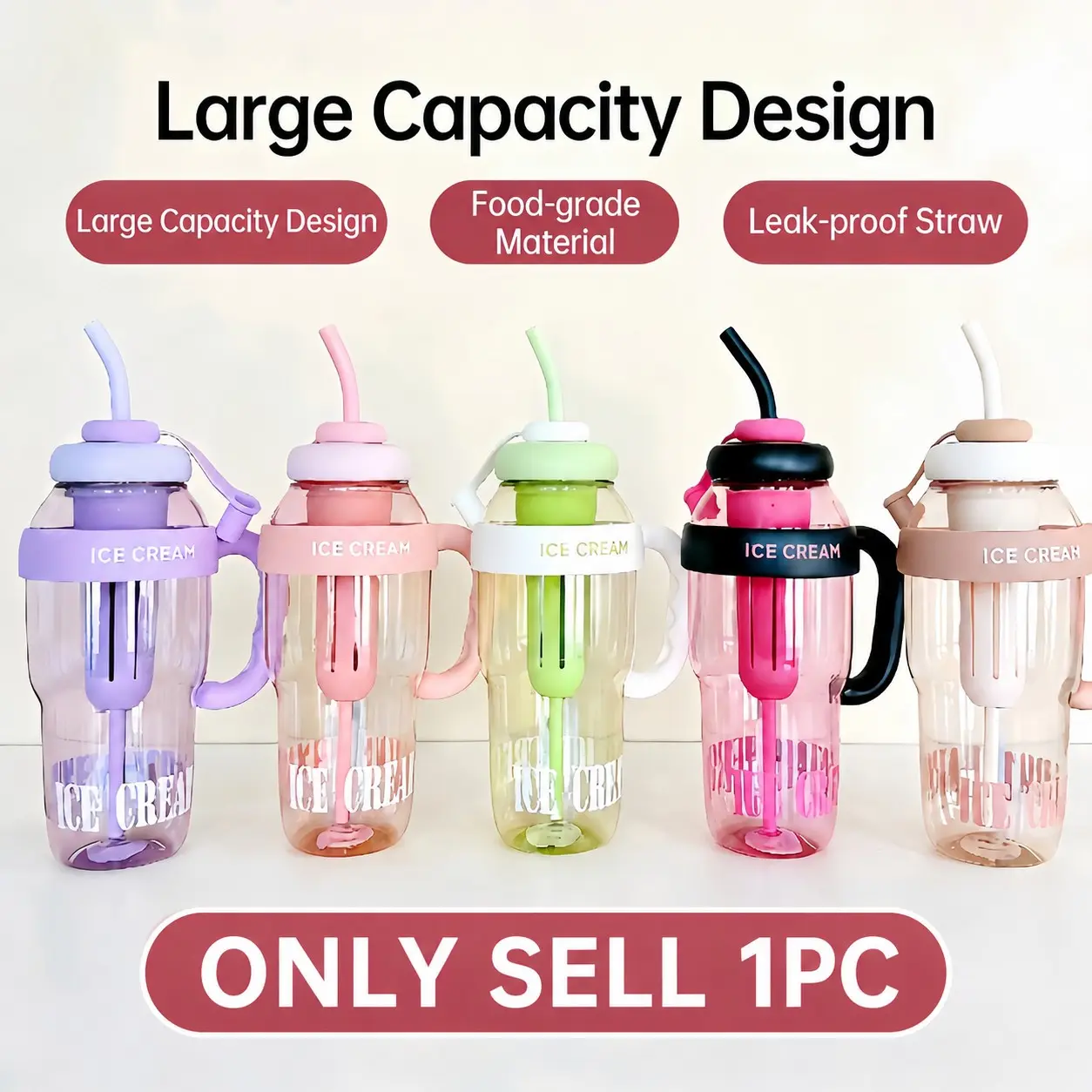 High-Value Large Capacity Plastic Cup Ice Dominator Lucky Belly Cup Cute Style with Straw, Reusable Water Bottle, Stylish Water Bottles Drinkware for Everyday Use