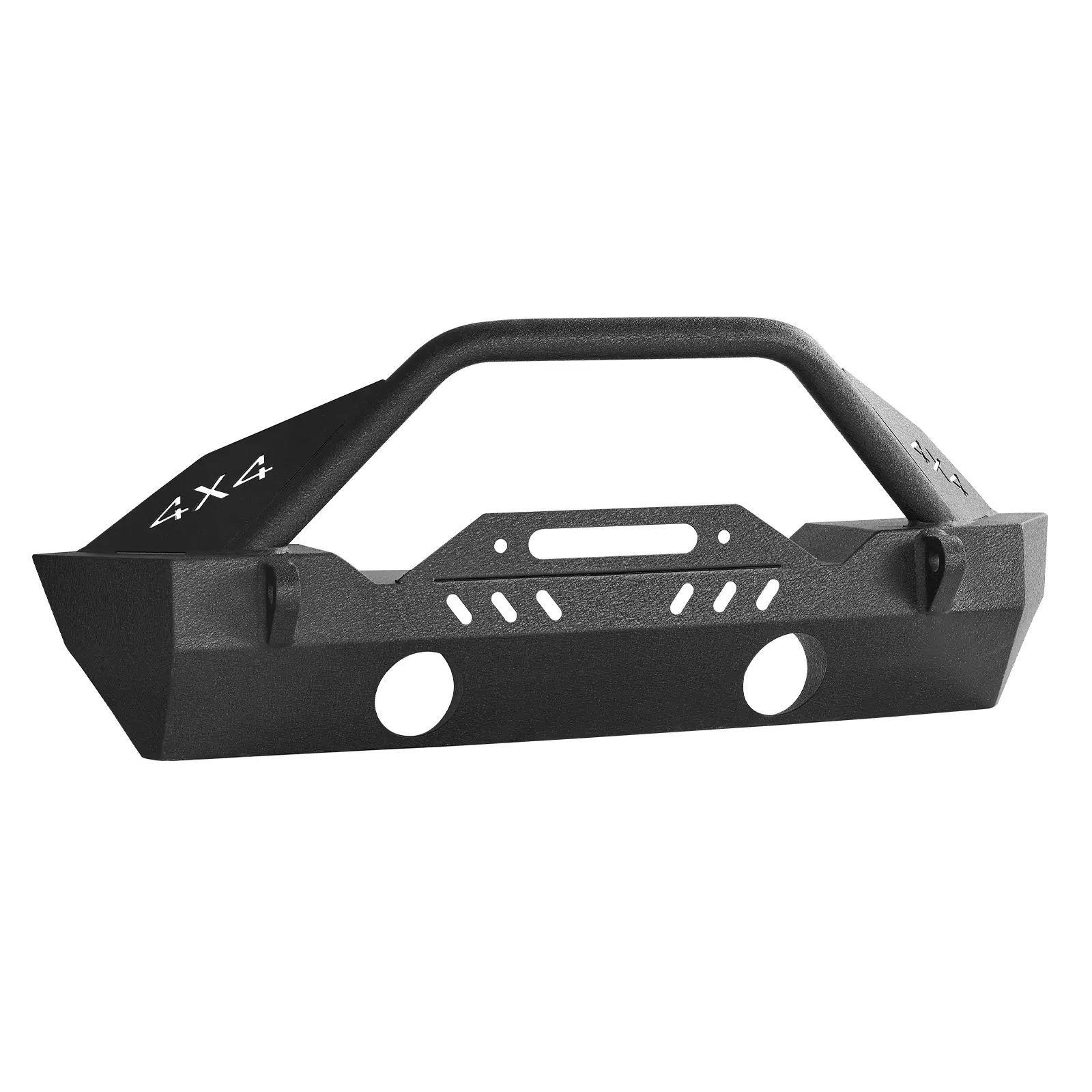 Front Bumper Compatible with 2018-2024 Jeep Wrangler JL JLU & Gladiator JT, Heavy-Duty Steel Front Bumper with Winch Plate, D-Ring Mounts & Fog Light Housing