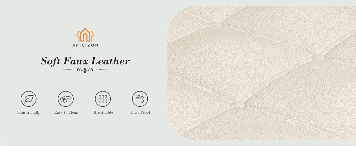 Apicizon 60”Storage Ottoman Bench, Soft Faux Leather Indoor Bench with Rolled Arm and Vintage Rivets, Large Storage Chest for Bedroom, Living Room