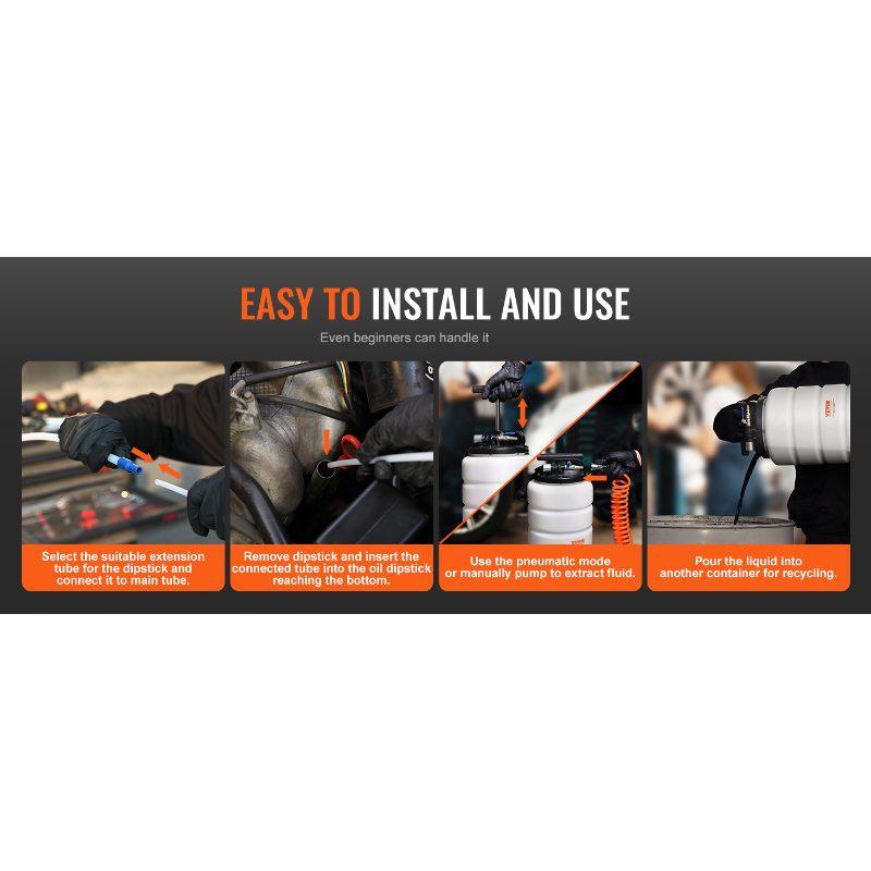 VEVOR Fluid Extractor, 4 Gallons (15 Liters), Pneumatic/Manual Oil Changer Vacuum Fluid Extractor with Dipstick and Suction Hose, Oil Extractor Change Pump for Automotive Fluids Vacuum Evacuation