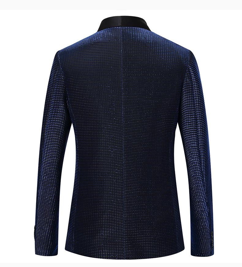 Men's Slim Fit Groom Tuxedo Suit  Korean Style Wedding Blazer & Pants Set, Business Casual Plaid Suit