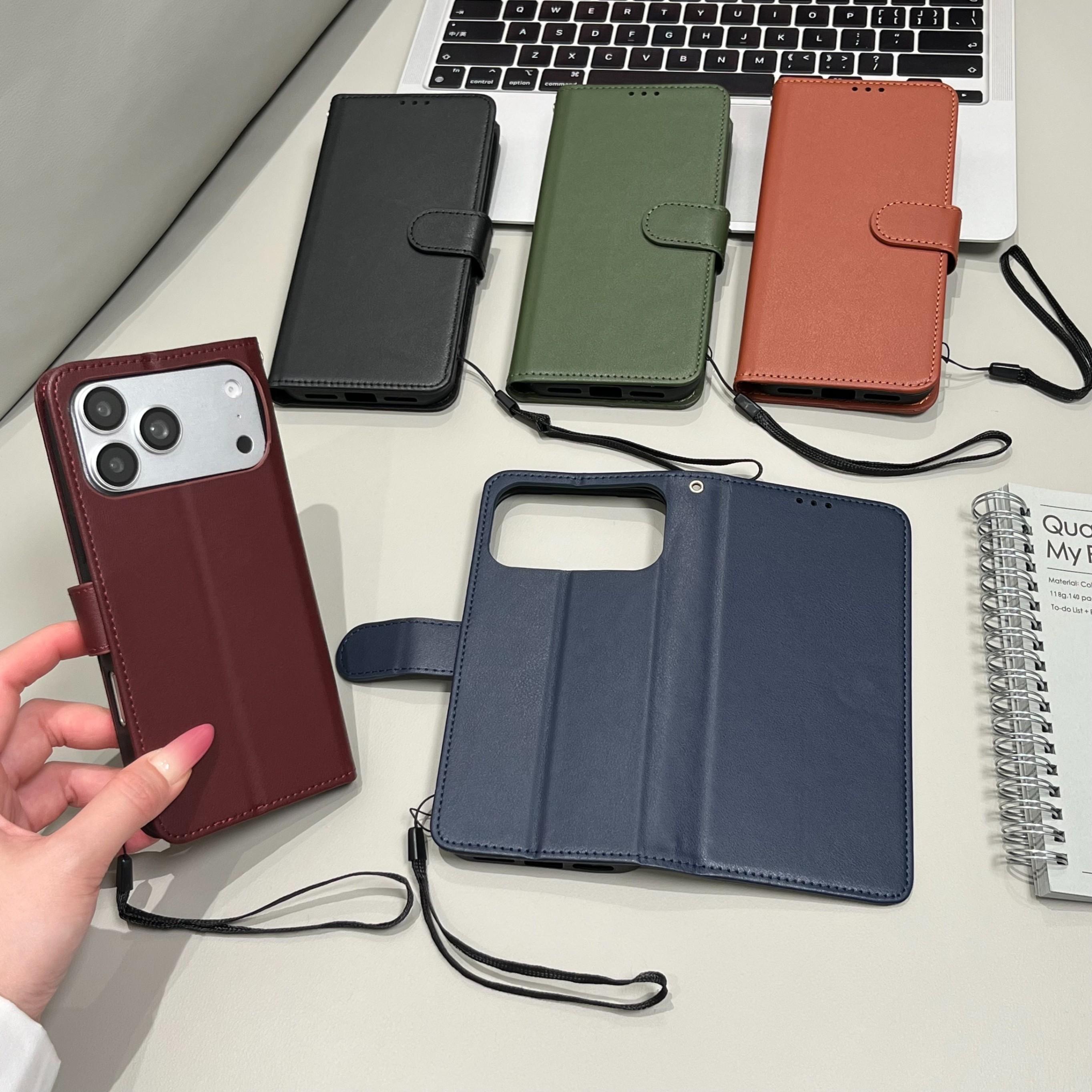 Luxury Leather Flip Wallet Case for Men, Kickstand Card Holder, Shockproof Folio Cover for iPhone 17 Pro Max 16 Pro Max 15 14 13 12 11