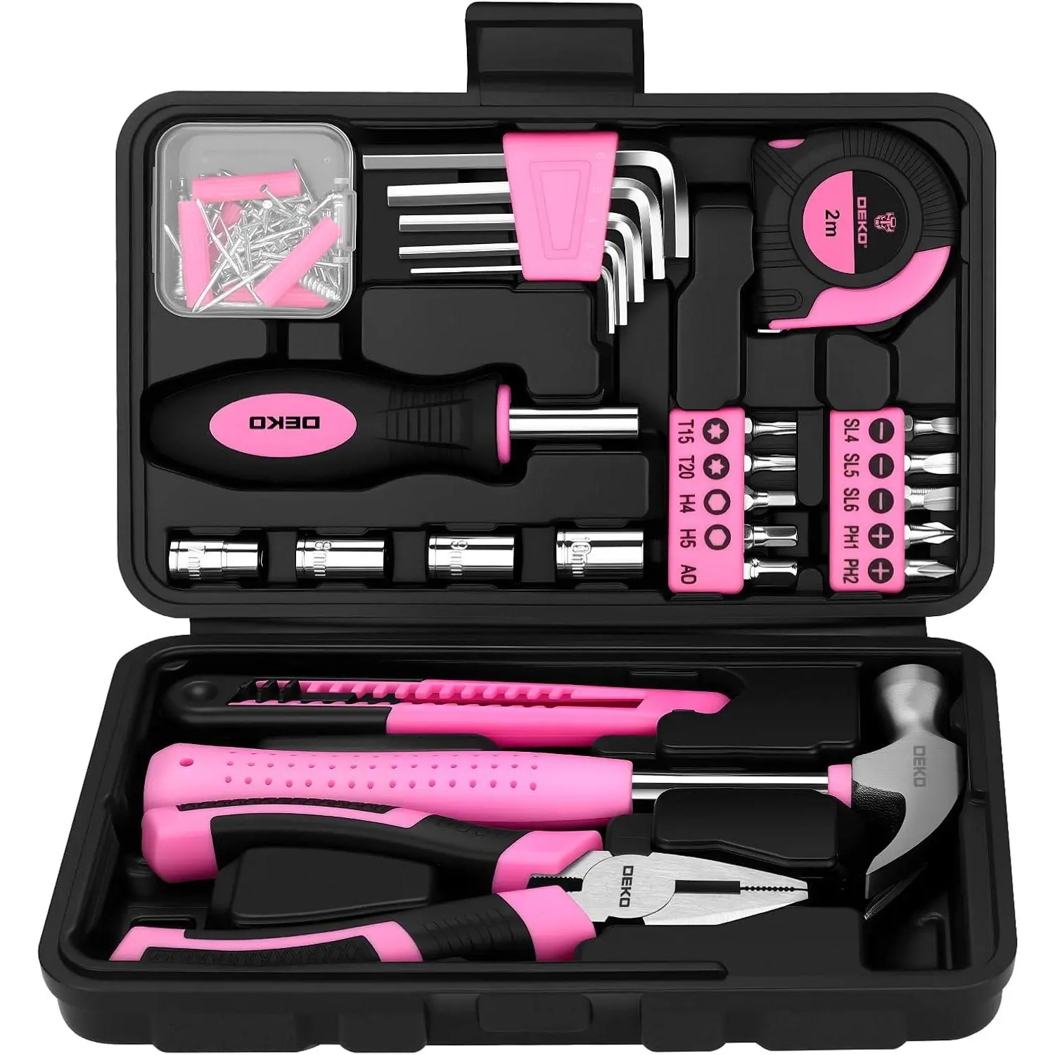 94-Piece Carbon Steel Small Size Compact Hand Tool Set with Toolbox, for Home DIY Repair, Apartment Use