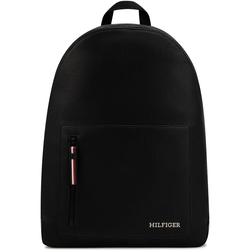Tommy Hilfiger Classic Minimalist Letter Large Capacity Casual Commuter Travel Backpack for Men in Black