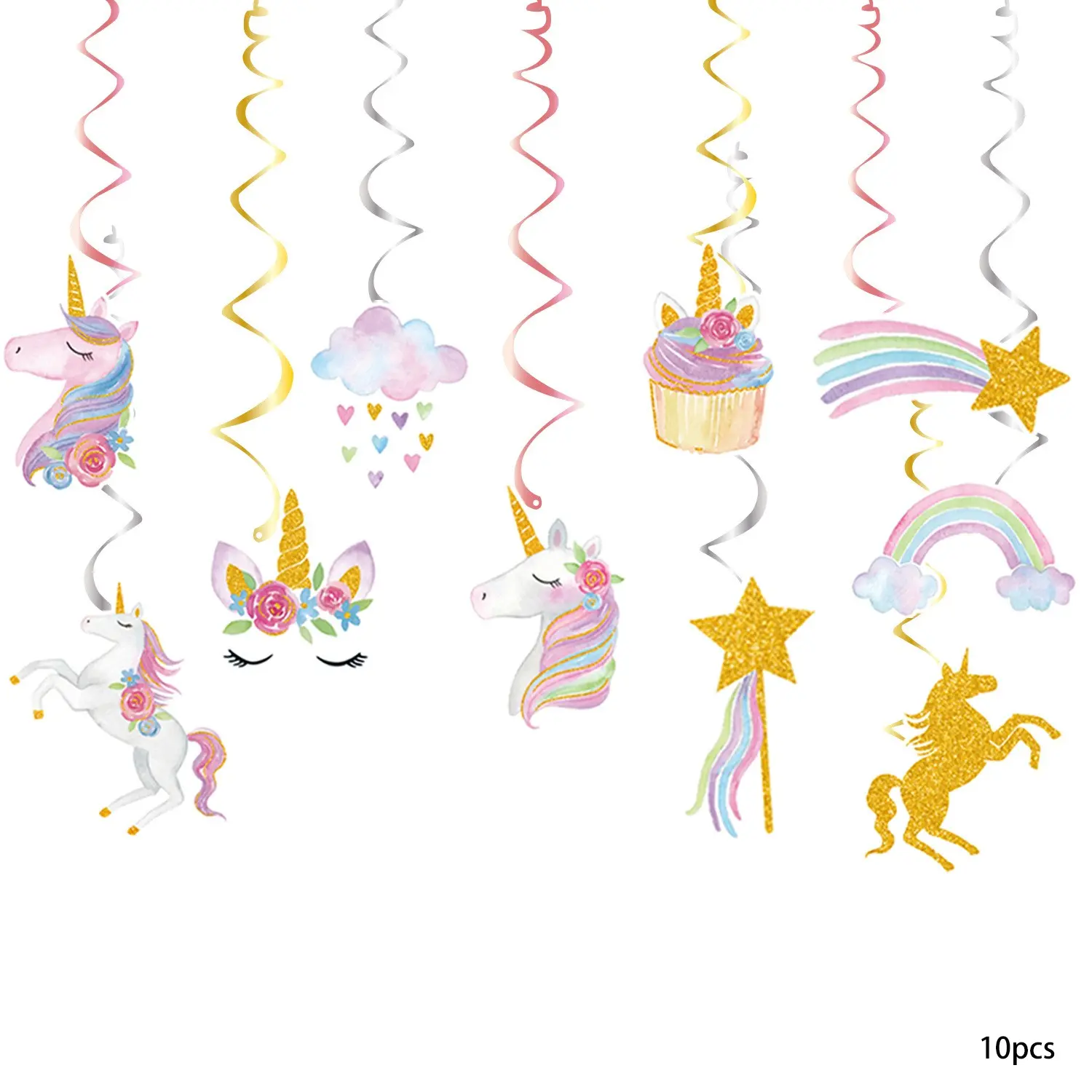 10-Pack Unicorn Cloud Party Decorations, Birthday Theme Hanging Ornaments, Holiday Gifts, Indoor & Outdoor Home Decor, Festive Accessories