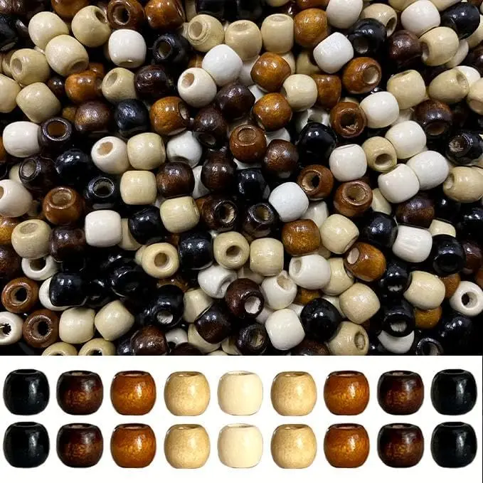 400 count Large Hole  Brown Wooden Craft Beads  Round 11*12mm  Hair Bead for Macrame Rosary Bracelet  Making
