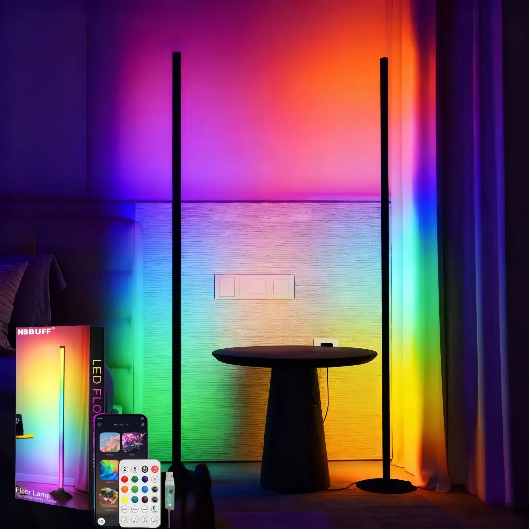 Smart RGB + IC LED floor lamp with remote control and USB power supply, controlled by mobile app,Ambient lights, night lights、 wireless design for home decoration, modern home lighting solution, Halloween decoration, Christmas gift