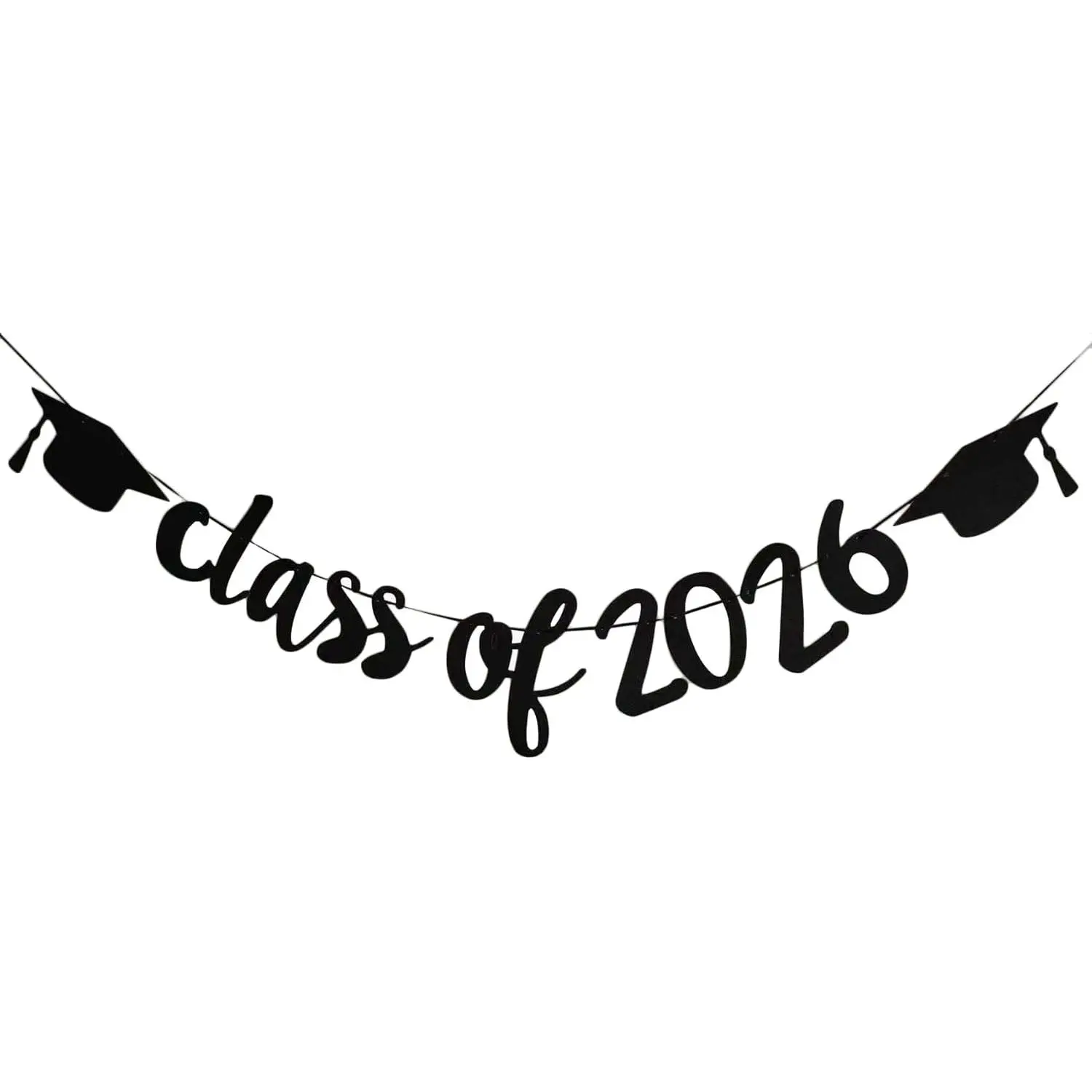 2026 Graduation Banners Party Decorations, Black Class of 2026 with Hat Graduation Banners Garland for Congratulation Graduations Party Supplies, School, ,  Decorations