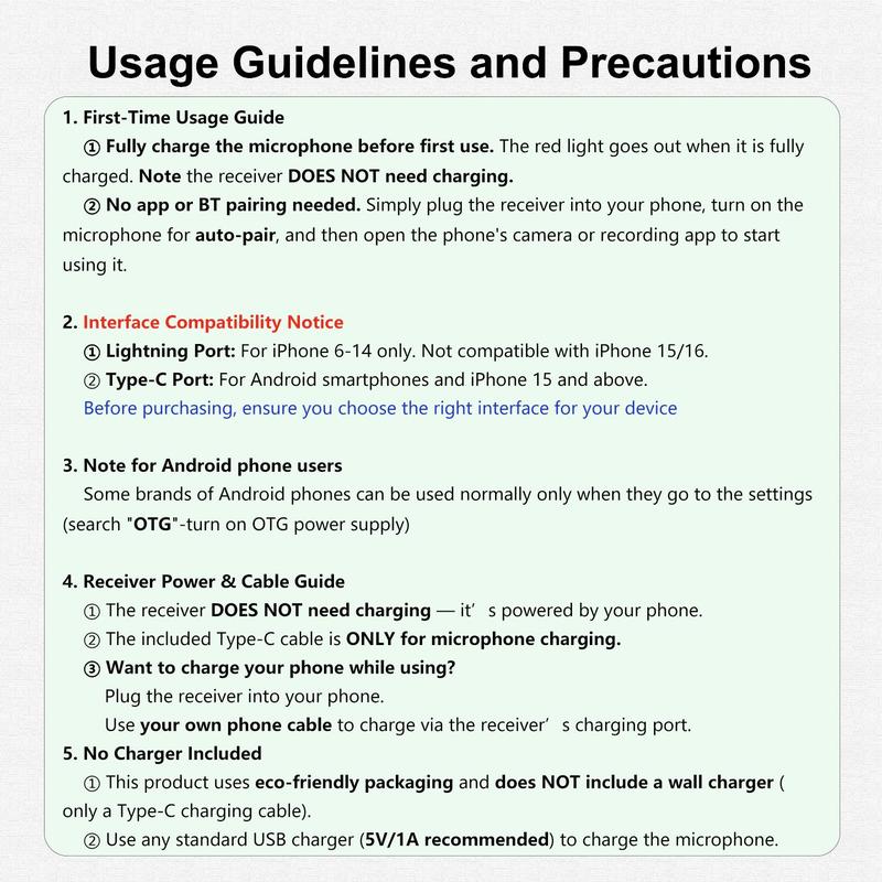 Professional Wireless Lavalier Microphone with Intelligent Noise Cancelling, Plug & Play for iPhone and Android Smartphones, Rechargeable Lapel Mic for Video Recording, Teaching, Interviews and Podcasts