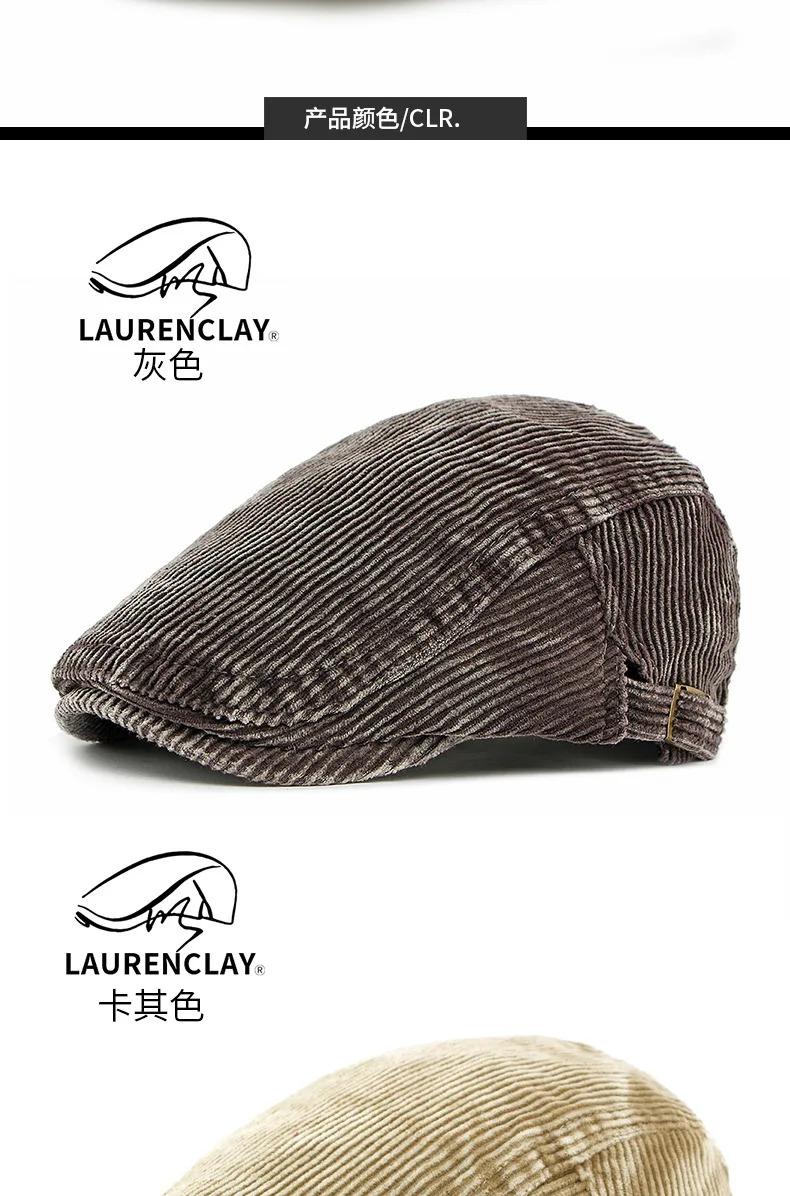 Autumn New Hat for Men and Women Corduroy Beret British Retro Forward Cap Casual Duckbill Cap Washed Cotton