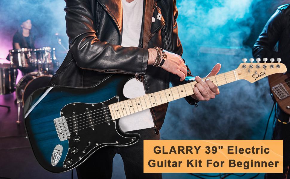 GLARRY Full Size Electric Guitar for Music Lover Beginner with 20W Amp and Accessories Pack Guitar Bag