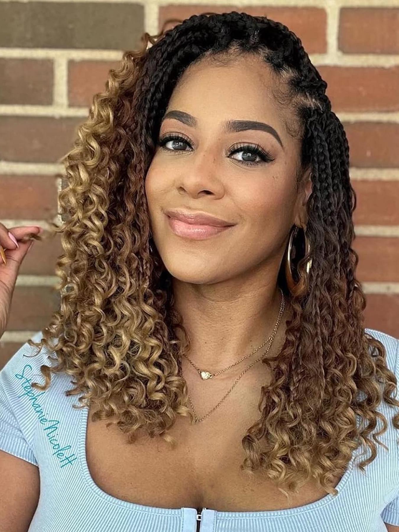 12 Inch Short Goddess Box Braids Crochet Wigs for Women, Boho Crochet Box Braids with Curly Ends, Box Braids Crochet Wigs, Synthetic Braided Wig, Bohemian Box Braid, Synthetic Material Wigs