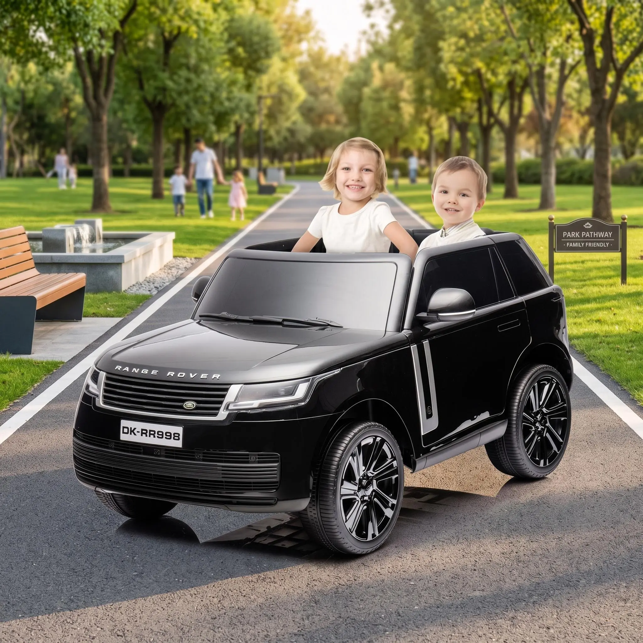 【IdealHouse】24V Licensed Land Rover 2-Seater Kids Electric Ride On Car, Parent Remote Control, 3 Adjustable Speeds, MP3 & Wireless Music, Spring Suspension, LED Lights, Ride On Toy for Children Ages 3-8