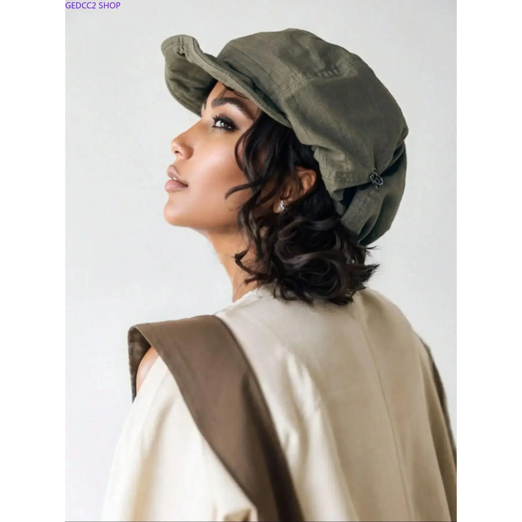 Retro Artistic Newsboy Cap for Women, Slouchy Cotton Casual Hat, Breathable and Adjustable Large Size Spring Accessory, Hats, Accessories For Women