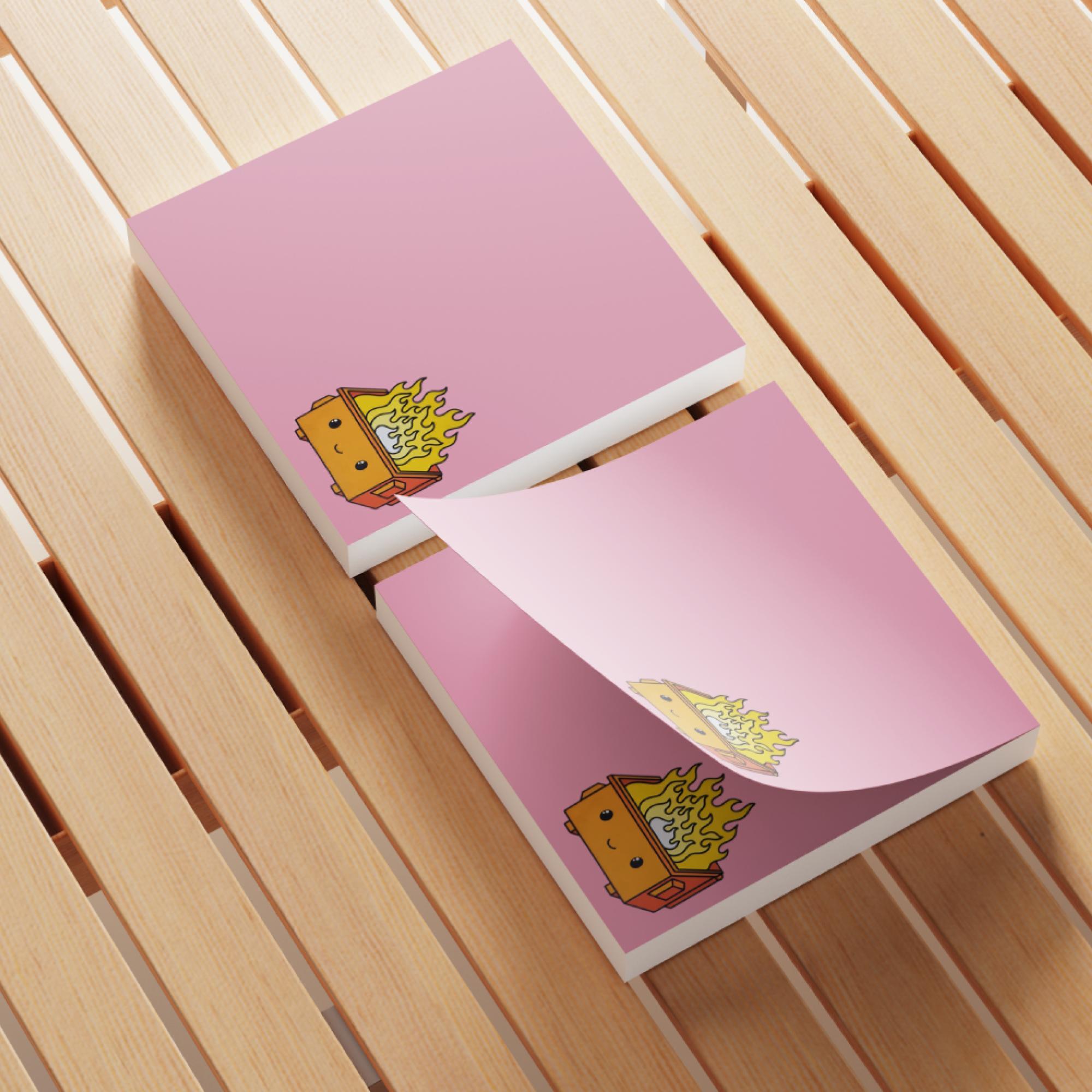 Dumpster Fire Sticky Note, 4 Counts/set Cartoon Sticky Note, Adhesive Note Pad for School Office Home Supplies Students Teachers Gift