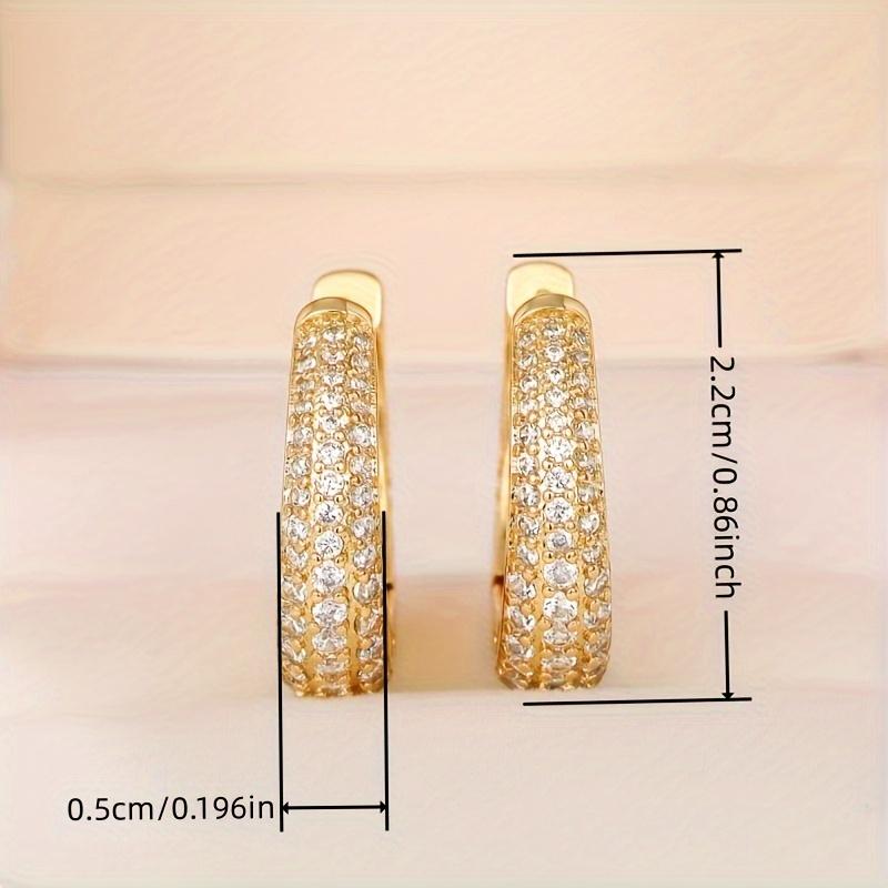 Full Sparkling Zirconia Inlaid Golden Hoop Earrings Exquisite Women Earrings Retro Elegant Style Wedding Engagement Jewelry Female Gift