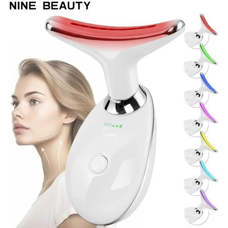 Face and Neck Beauty Massager, LED Light Skin Care Massage Tool, Home Facial Neck Massager for Boosting Skincare Lotion Absorption, Random Color sohochic
