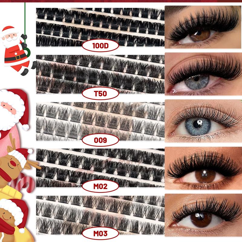 Eyelash Extension Kit, 1 Set Mixed Styles Eyelashes & Eyelash Glue & Eyelash Remover & Tweezers & Headband & Wrist Band & Lash Mousse with Brush, Eye Makeup Products, Eyelash Clusters, Eyelashes Clusters, Makeup Set