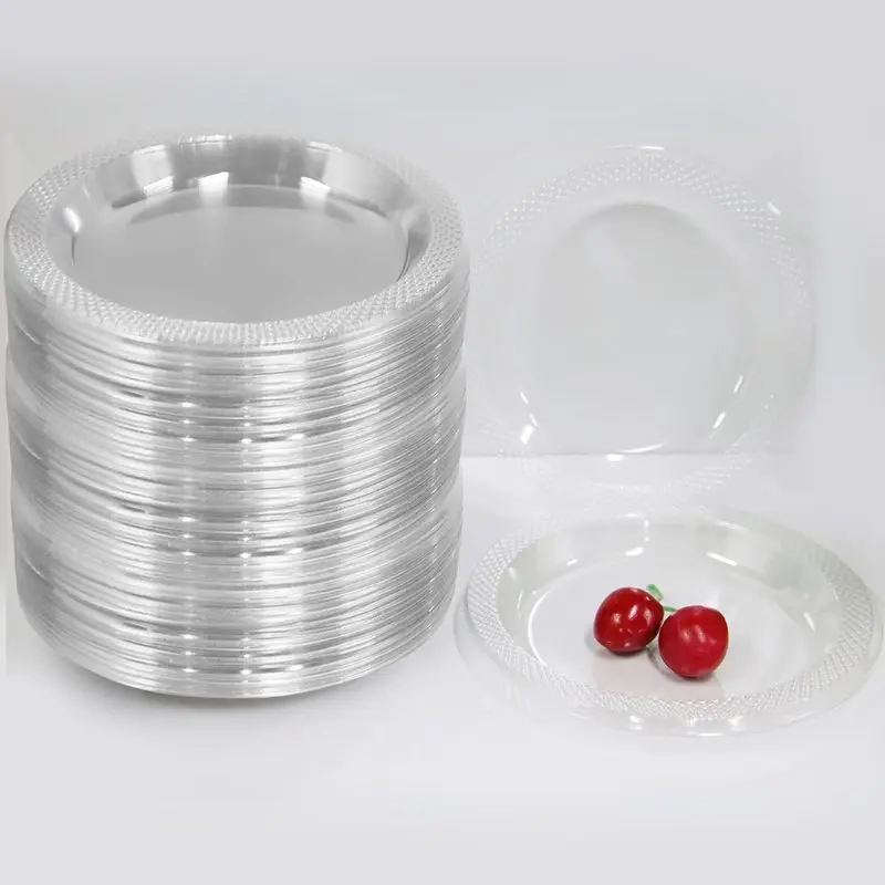 6 Inch Clear Plastic Plates 100 Bulk Pack - Disposable Cake for Dessert & Appetizers, BBQ, Party, Travel and Events,Recyclable (6 IN Clear Plastic plates)
