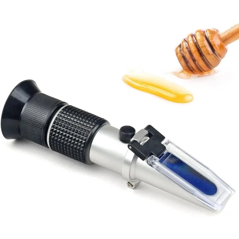 Aichose 3-in-1 Honey Refractometer with ATC, 58-90% Brix Range, Measures Moisture Brix & Baume, Suitable for Honey Maple Syrup Molasses, Bee Keeping Supplies