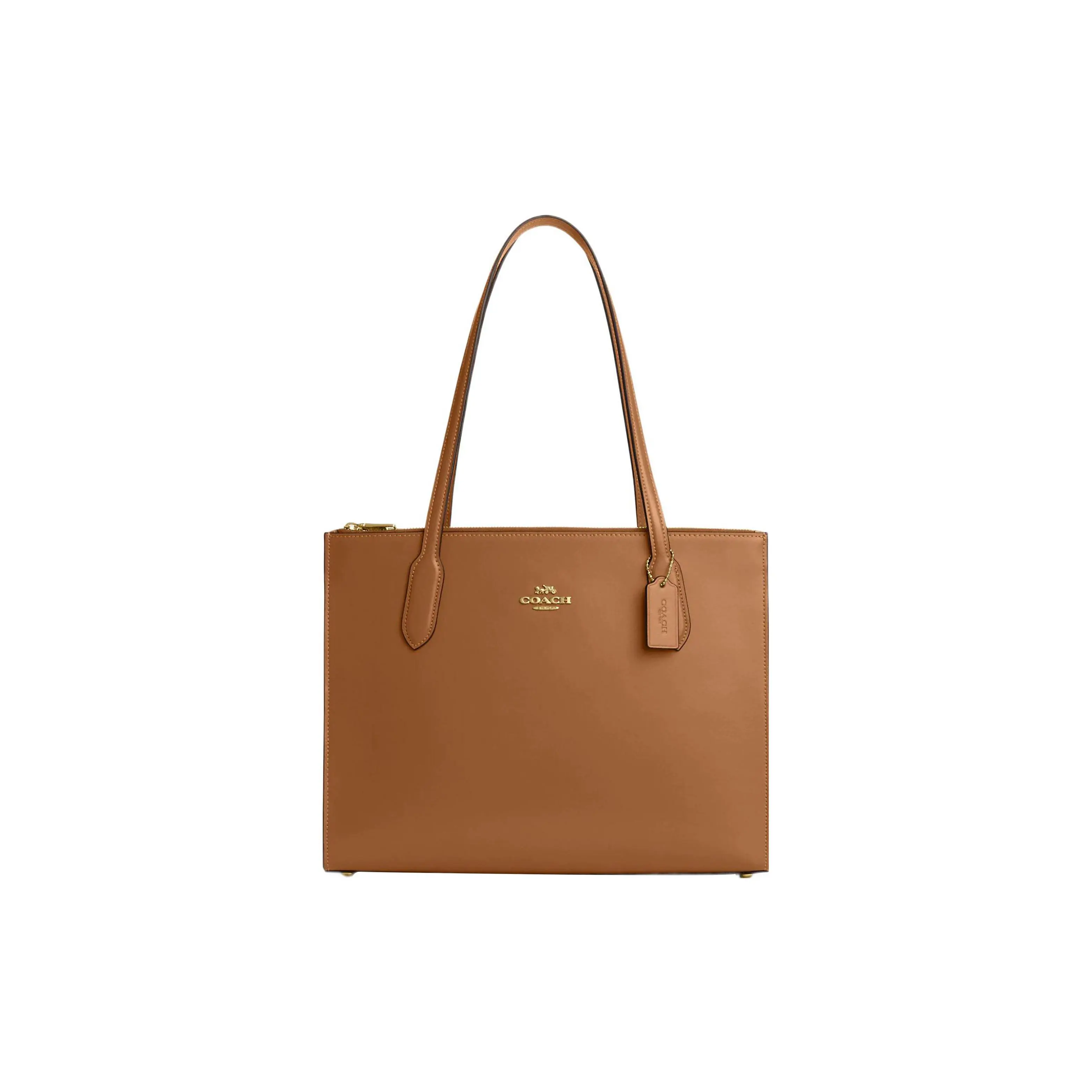 COACH Carryall 36 Tote Bag for Women – Gold Logo Magnetic Snap, Calfskin, Large Shoulder Handbag in Brown
