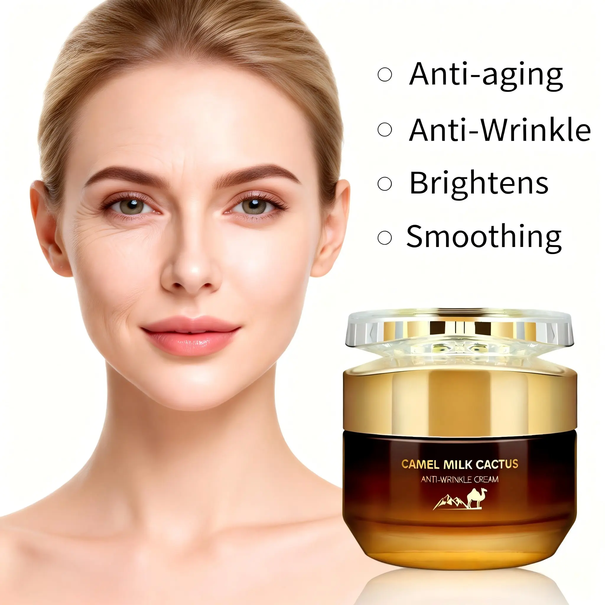 Camel Milk Moisturizing Anti-Wrinkle Cream, Contains Oatmeal, Niacinamide, Retinol, Hyaluronic Acid, Deep Hydration, Firming, Skincare, 50g
