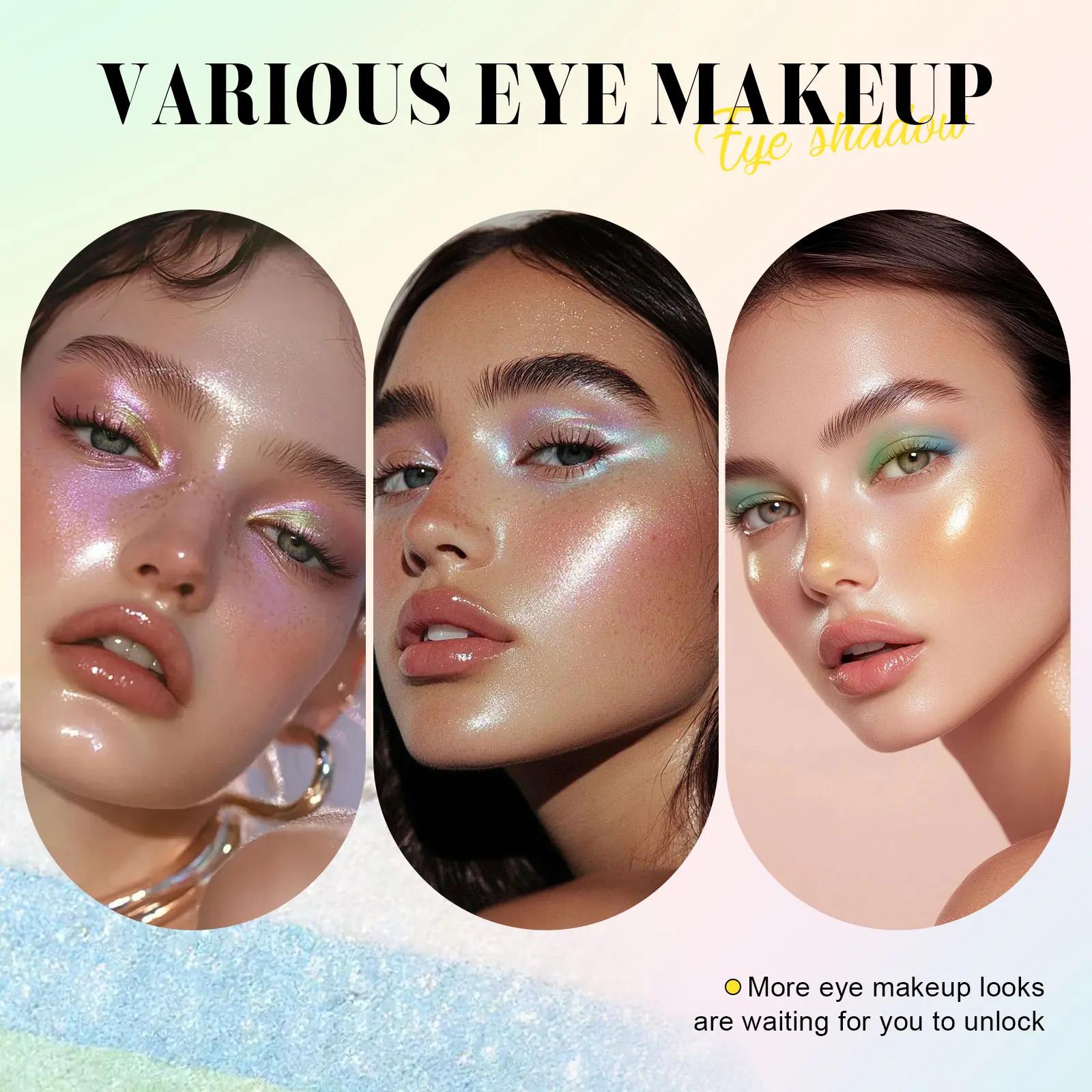 5-Color Rainbow Chameleon Eyeshadow, Multichrome Shimmer Glitter Palette, Long Lasting Waterproof Eye Makeup