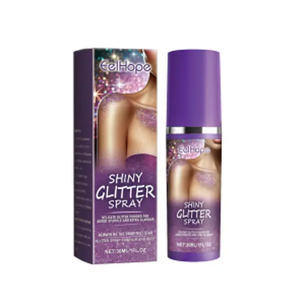 Long-Lasting Glossy Cosmetic Star Flash Glitter Spray with Aloe Vera Hydrating Formula, Shake & Spray Application for Nightclub Party Festival Makeup, Glamour & Clavicle-Arm Skin Long-Lasting Glow (Party Hats, Masks & Accessories)