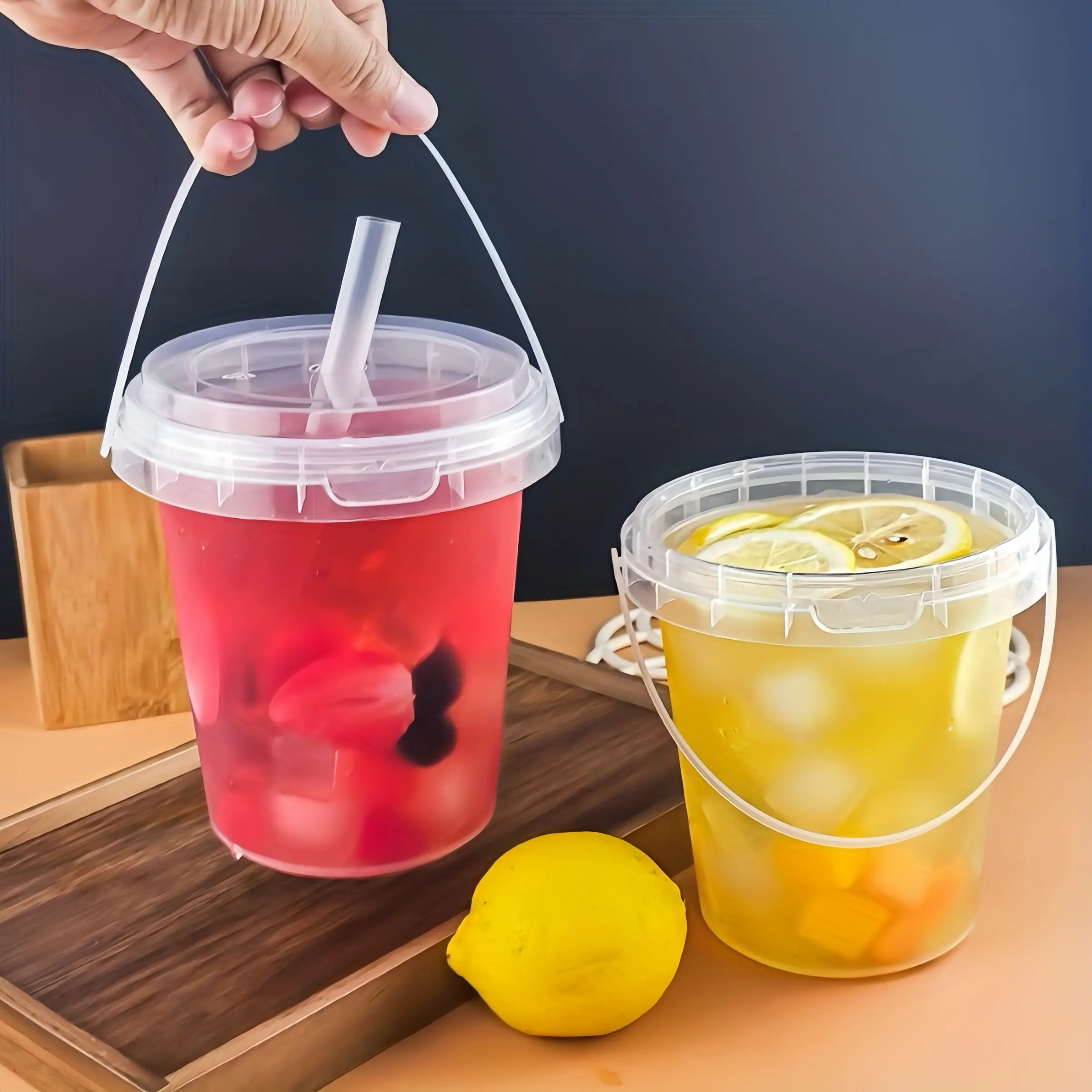 30-Pack 34oz Transparent Party Cups with Lids and Straws, Reusable Plastic Cups, Plastic Clear Cups for Jellies, Ice Cream, Coffee, Cold Hot Drinks, Christmas