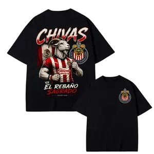 Chivas Guadalajara T-Shirt, El Rebaño Sagrado Goat Soccer Graphic Tee, Liga MX Football Fan Shirt, Red White Striped Club Apparel For Men Women