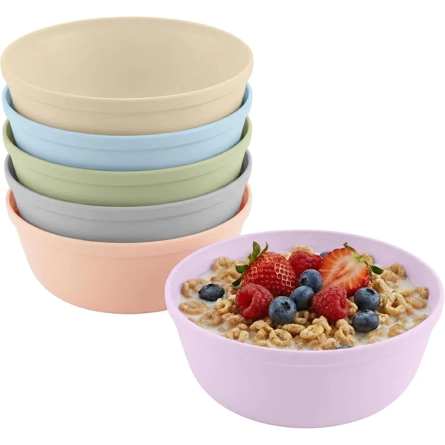 Plastic Bowls Set of 6 – 15oz Multipurpose Deep Plates Salad and Pasta Bowls Ideal for , , Parties – Stackable Bowl for Kitchen – Non-BPA and  Grade – Pastel Colors