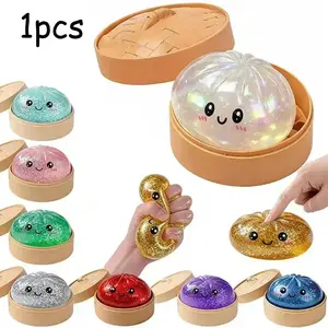 Glitter Dumpling Squishy Toy - Colorful Soft Squeeze Stress Relief Decompression Gift for Adults
