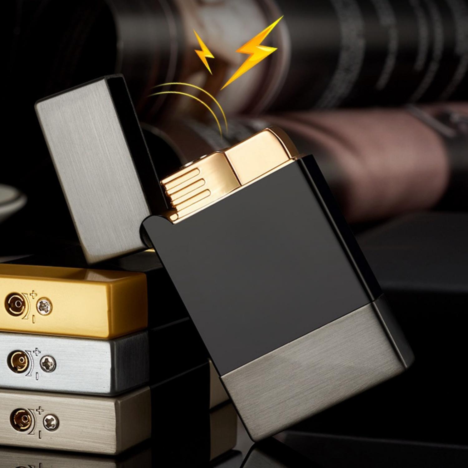 Windproof Push-Button Ignition Torch Lighter with Adjustable Green Flame, Refillable Butane Metal Jet Lighter, Portable Direct Flame, Suitable for Camping, Barbecuing, Candle Lighting, And Kitchen Use (Butane Not Included), Without Battery