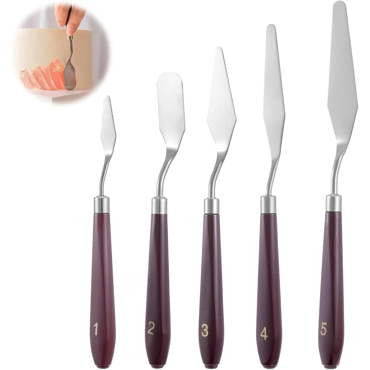 5 count Cake Cream Spatula, Stainless Steel Cake Apatula   Offset Spatula Baking Pastry Tool for Cakes Fondant
