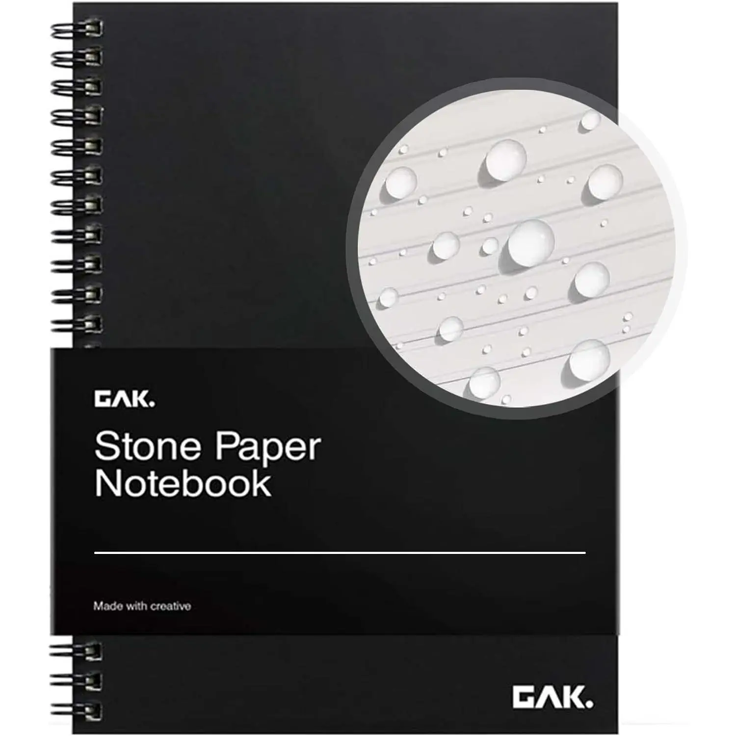 Stone Paper Waterproof Sheet Spiral Notebook (M Size) – 5.8”x8.3”, 50 sheets, Stone Paper Notebook Journal Note Taking Waterproof Notepad College Ruled Paper Black Notebook Aesthetic SchoolGift.
