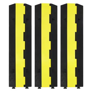 Heavy Duty Rubber Cable Protector Ramp - 3 Pack 2-Channel Floor Wire Cord Covers, 11,000-22,000 lbs Per Axle Capacity, -40°F to 131°F Tolerance, Ideal for Cars, Trucks, Warehouses, Outdoor Use