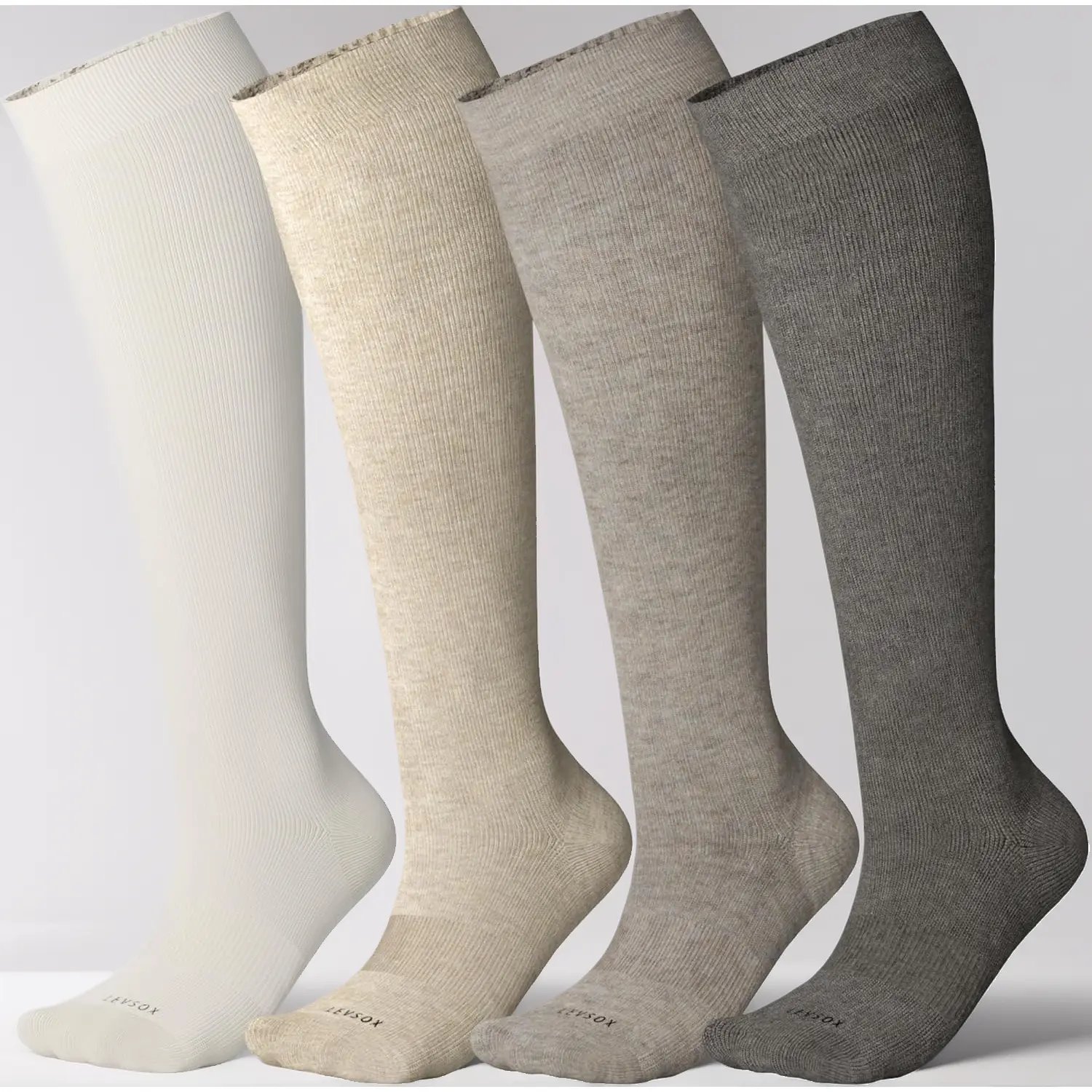 Plain Bamboo Knee High Compression Socks, 20-30 mmHg, 4-Pair Black (Fits Small Sizes) for Men & Pregnant Women, Circulation & Swelling Relief Socks